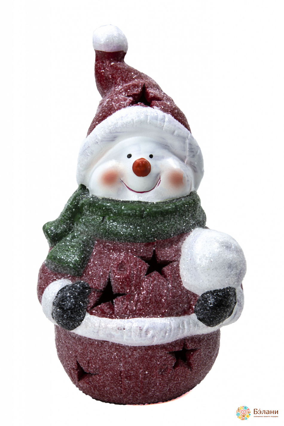 Новорічний декор "Цукровий Сніговик" з LED-підсвічуванням
