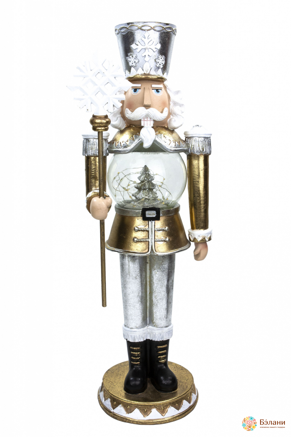 Новогодний декор "Щелкунчик" с LED-подсветкой белый