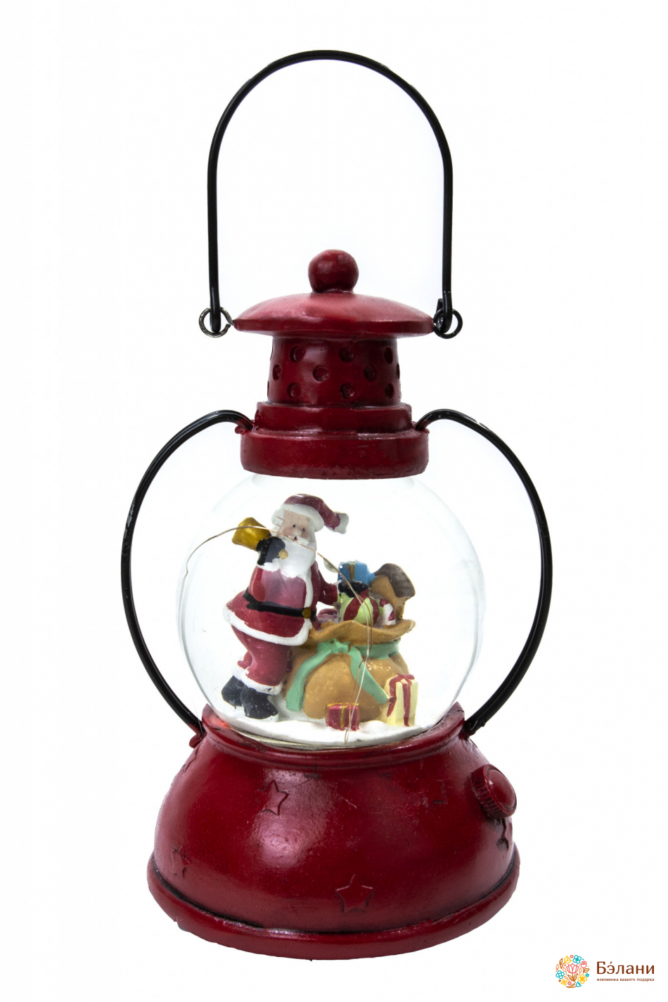 Ліхтар музичний зі снігом "Санта збирається в дорогу" з підсвічуванням