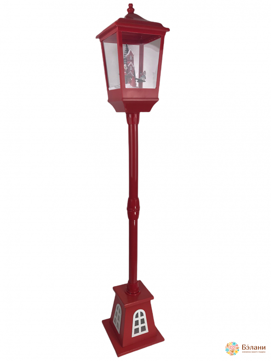 Ліхтар зі снігом середній червоний