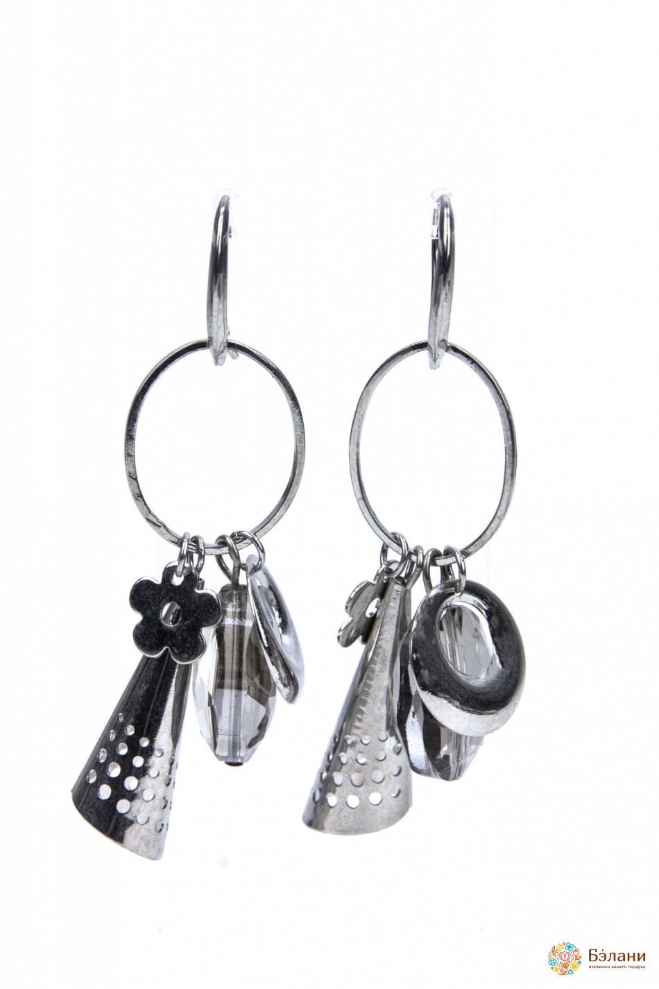 Сережки, що звисають "Silver collection" з димчастими кристалами
