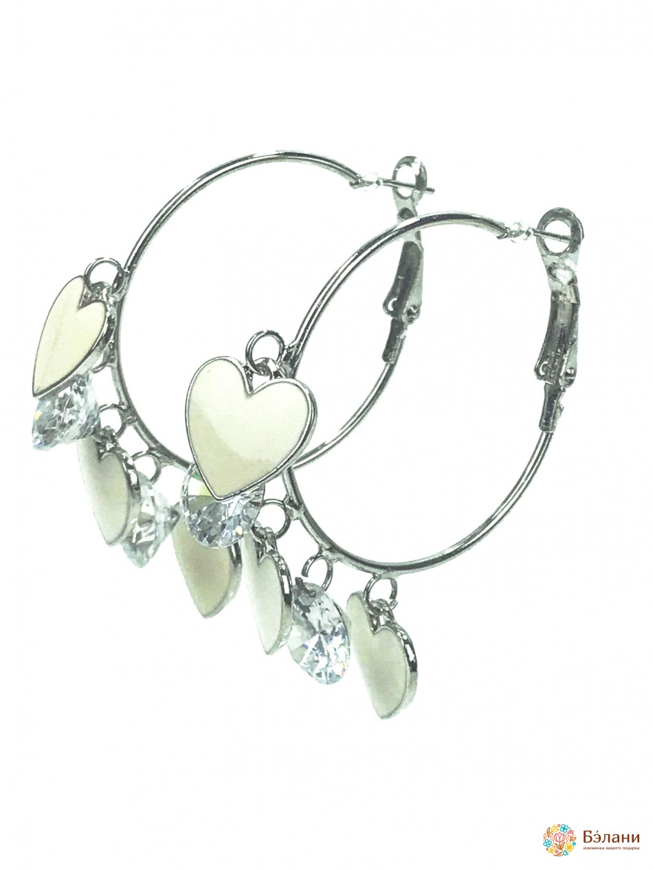 Сережки "Silver collection" з білими серцями