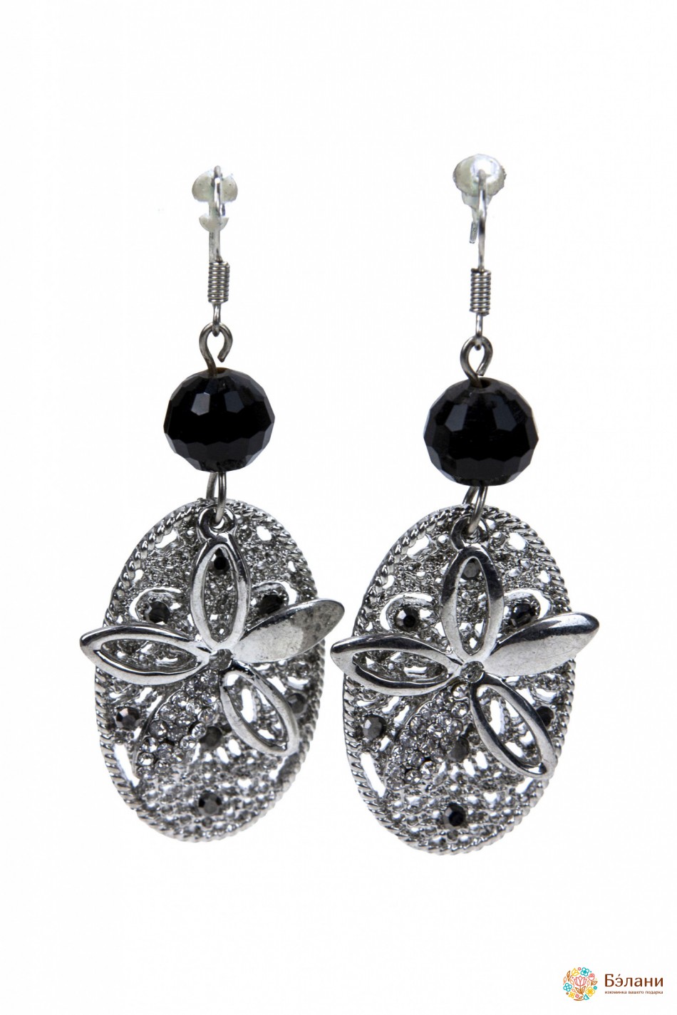 Сережки "Silver collection" ажурні з квітами