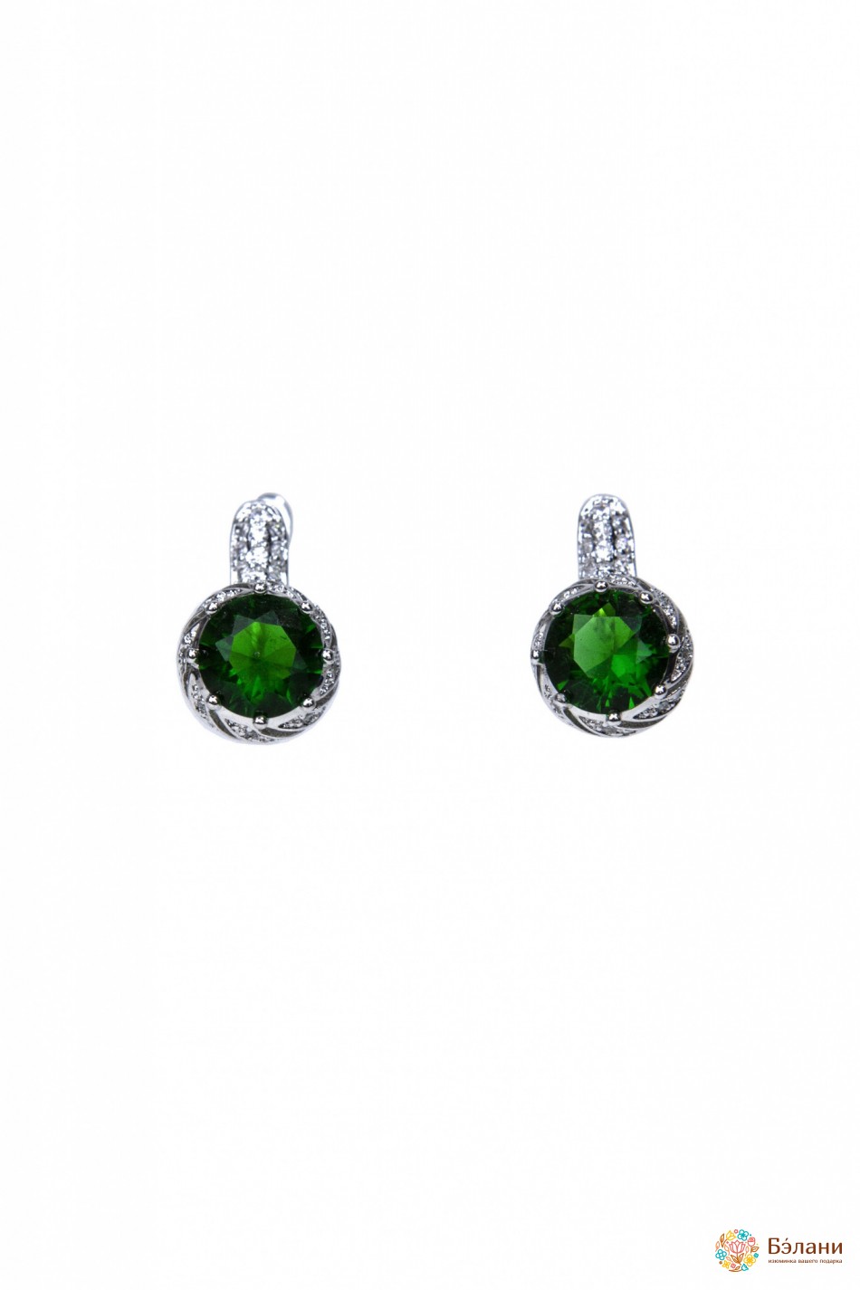 Сережки "XUPING" з англійською застібкою та смарагдовими кристалами