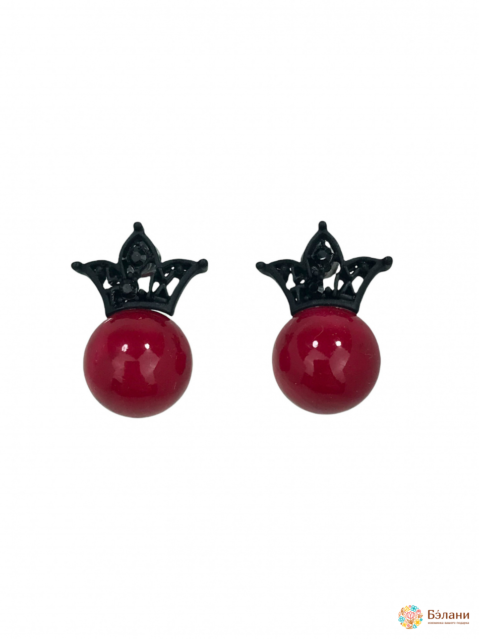 Сережки "Cherry" з червоною короною