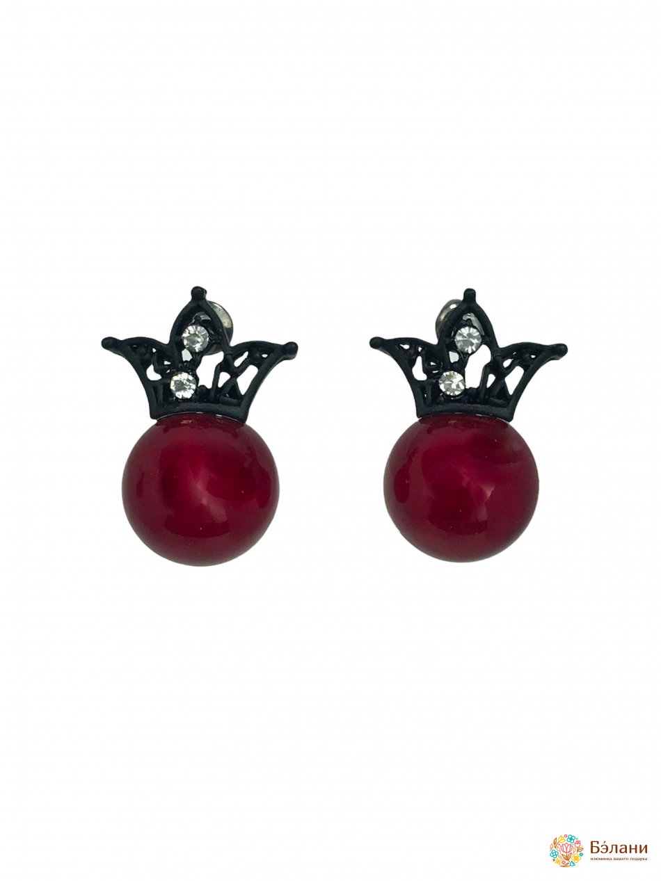 Сережки "Cherry" з червоною короною