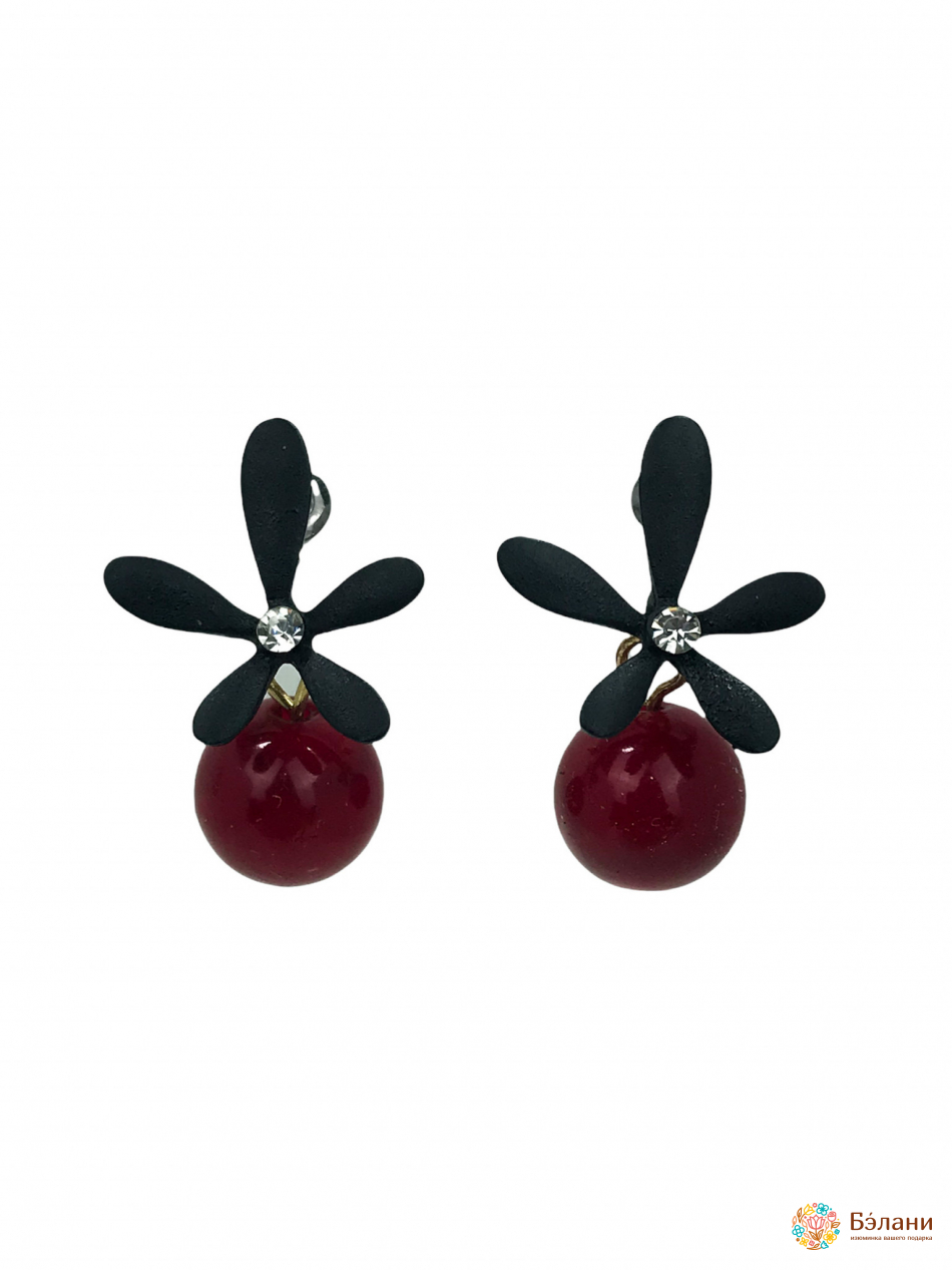 Сережки "Cherry" з квіточками червоні