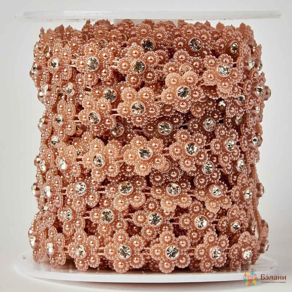 Декоративная лента "Цветок на нити" бронзовая