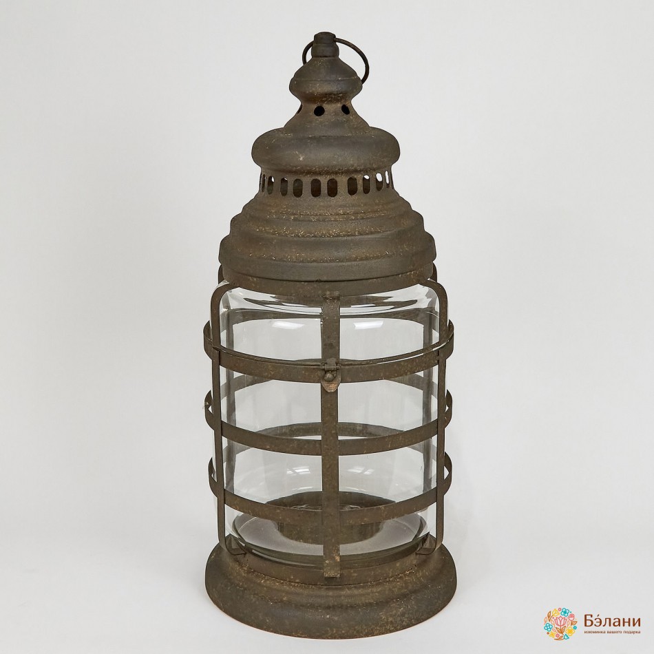 Фонарь стеклянный с металлической оправой "Tower lamp"
