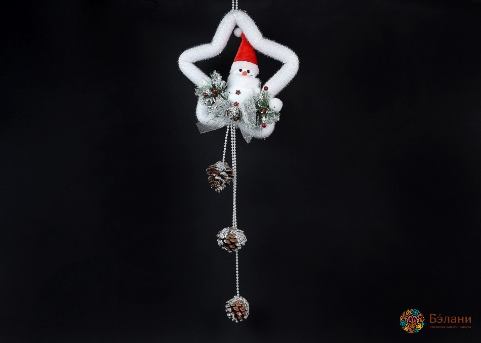 Декор новорічний підвісний "Сніговик на зірці"