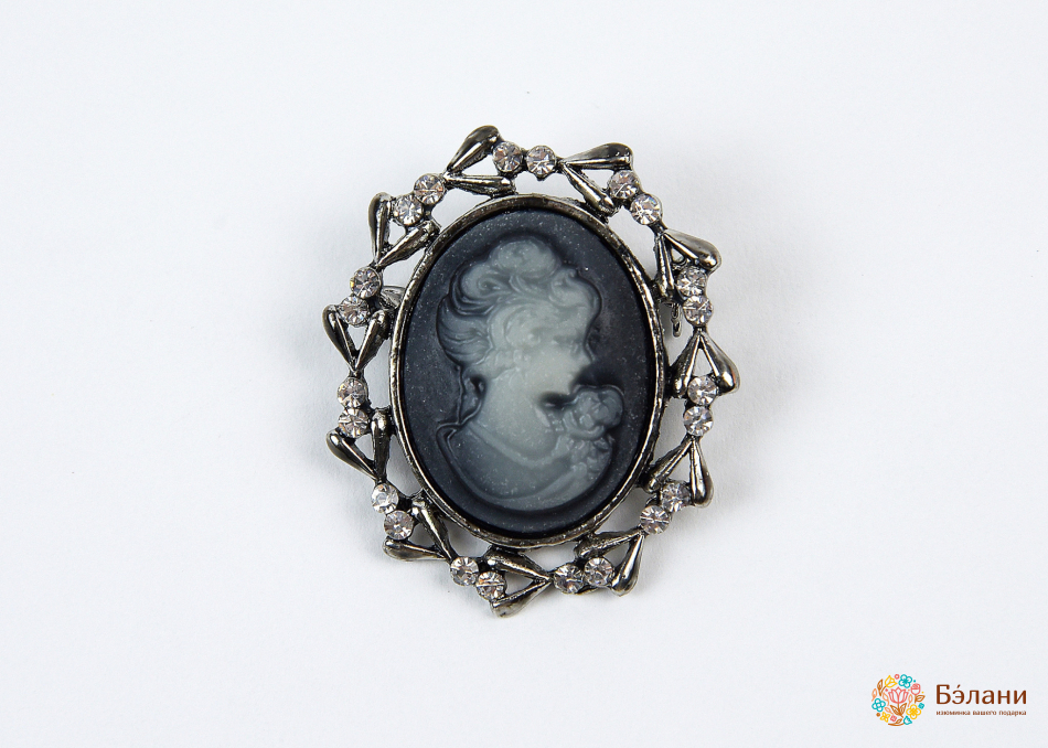 Брошь "Камея черненая"