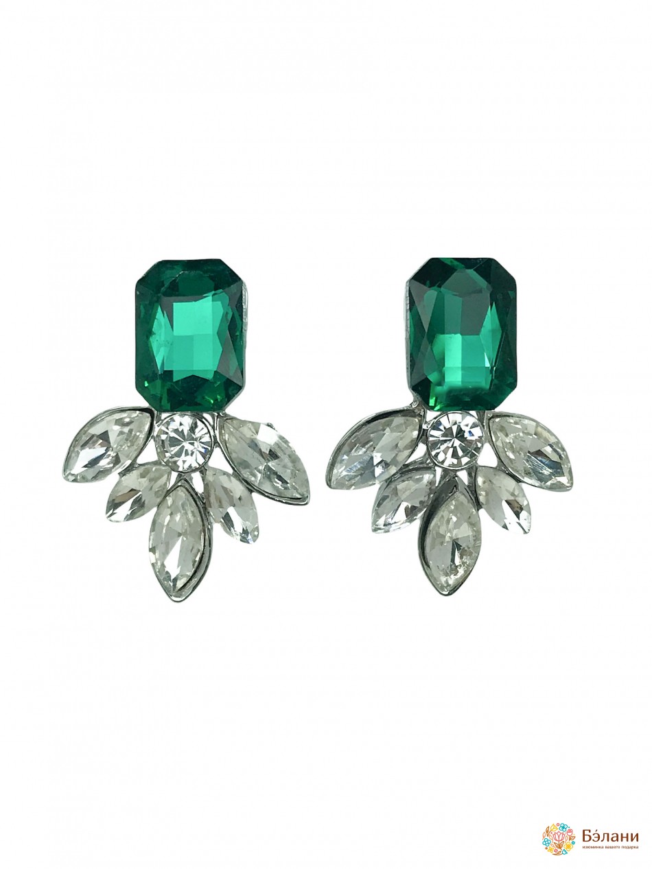 Сережки-гвоздики "Смарагдовий сплеск"