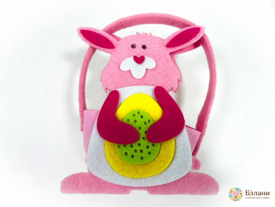 Фетровий кошик "Великодній кролик з яйцем"