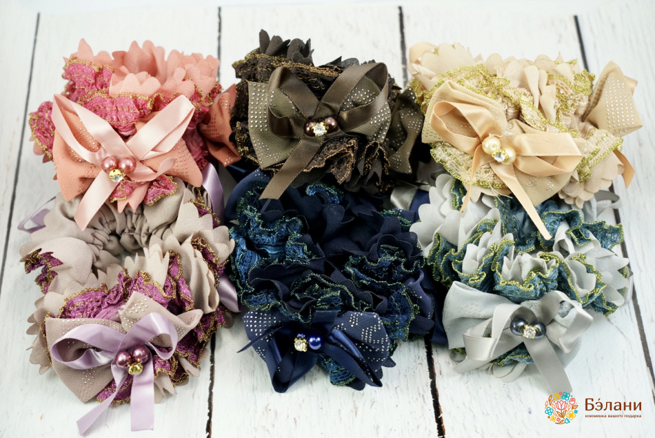 Трикотажна гумка з перлами і стразами велика