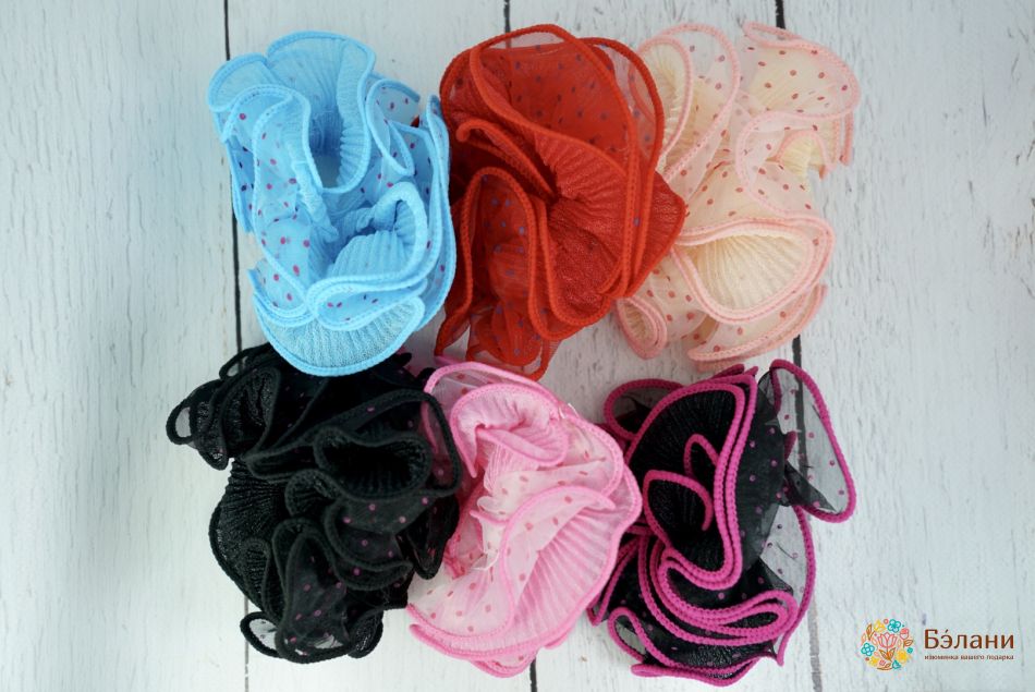 Шифонова гумка плісована в горошок