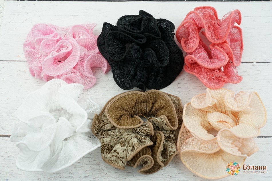 Шифонова гумка з гіпюром об'ємна