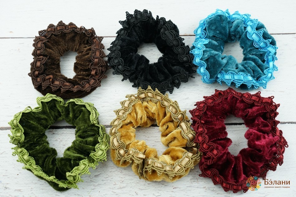 Гумка оксамитова кольорова з тасьмою