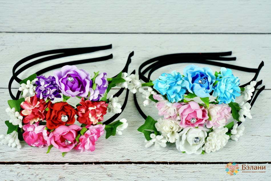 Обруч "Rose with chrysanthemum" с алмазом