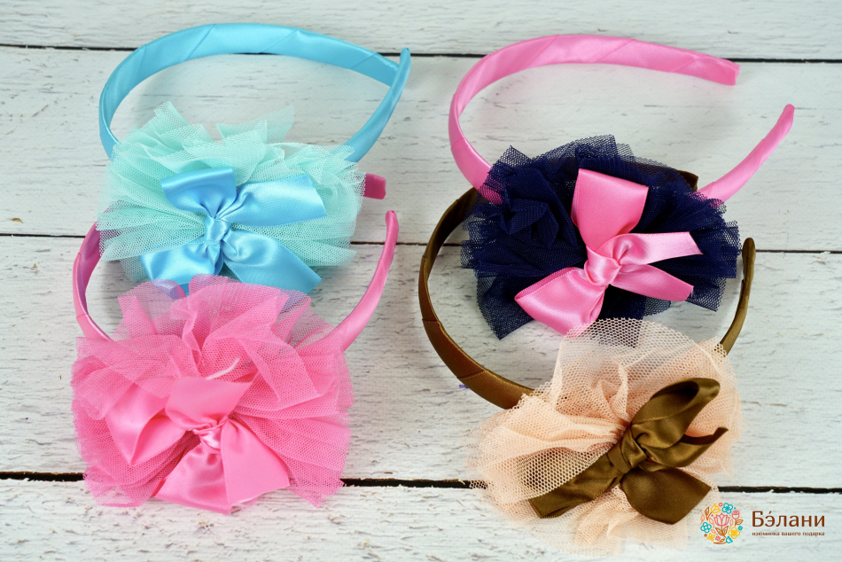 Обруч "Satin bow" з фатином