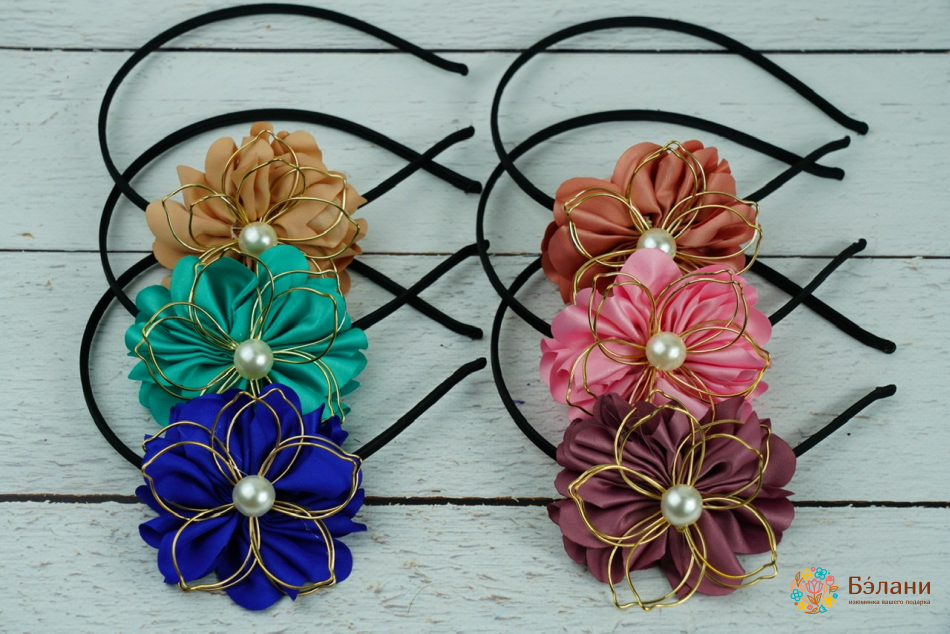 Обруч "Golden Flower with Pearl"