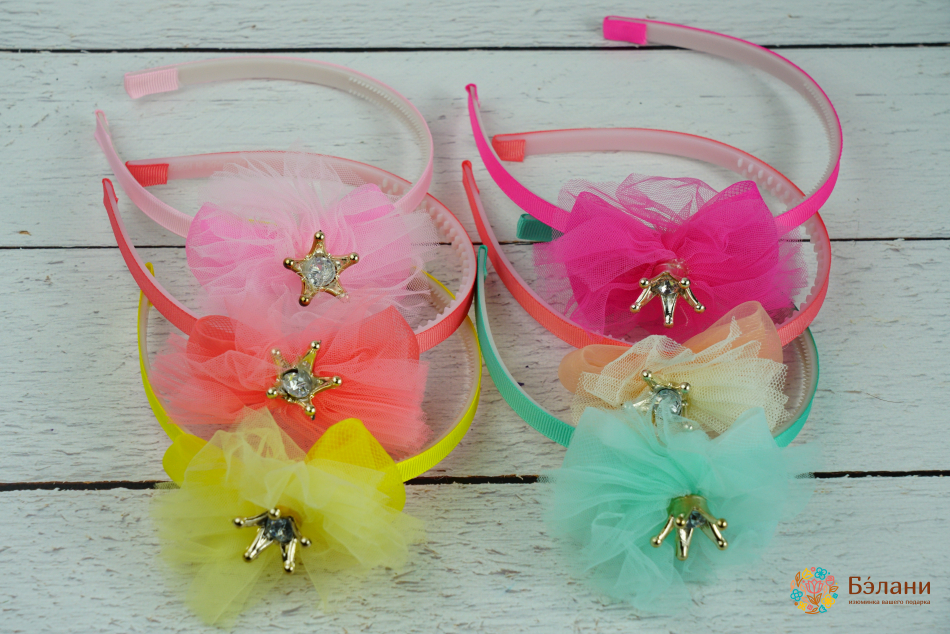 Обруч "Crown with diamond" с фатином