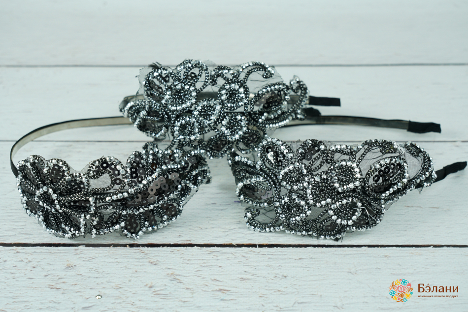 Обруч "Rhinestone flowers"