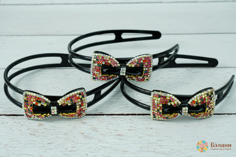 Обруч "Coloured crystals " черный