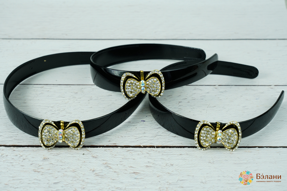 Обруч "Golden bow" зі стразами