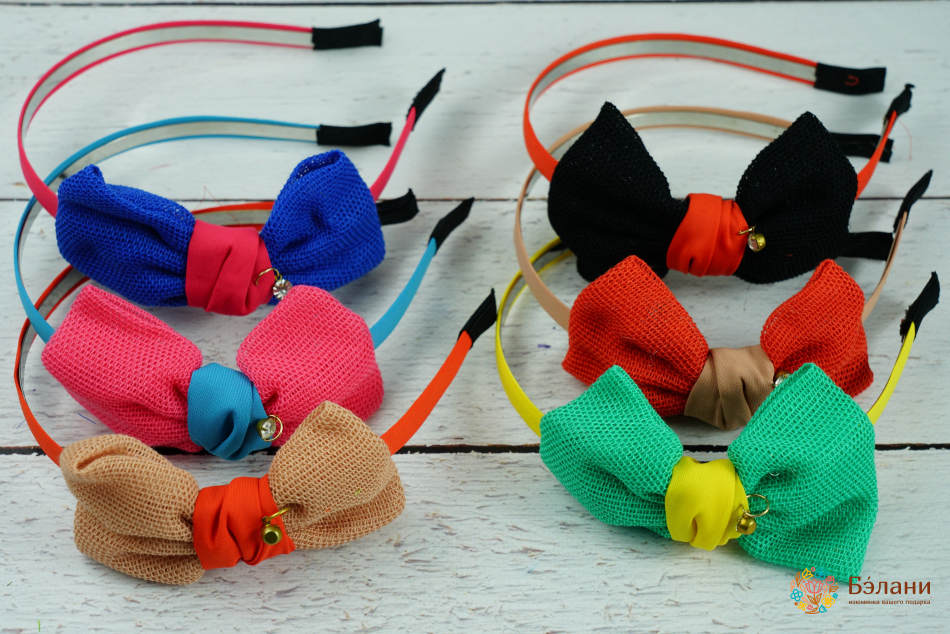 Обруч "Bow with diamond" трикотажный