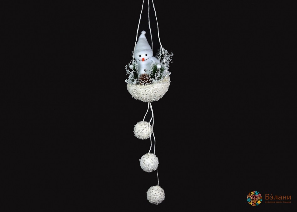 Декор підвісний "Сніговик на кучугурі"