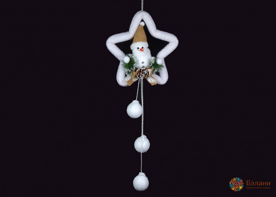 Декор підвісний "Сніговик на зірці"