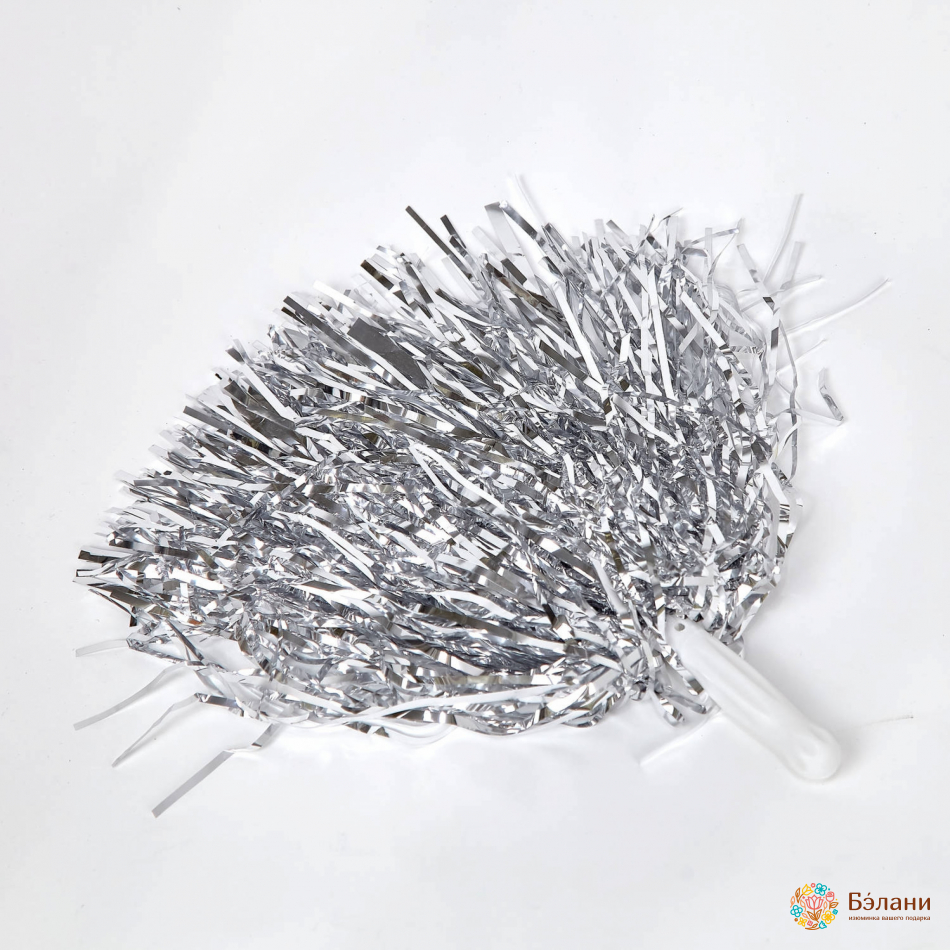 Помпоны для чирлидинга серебро