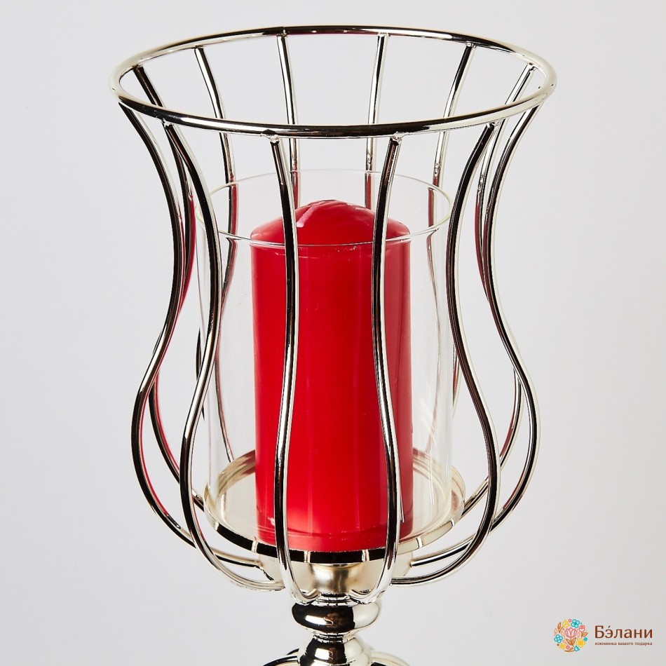 Свічник металевий з колбою "Stripped №1" L | 4