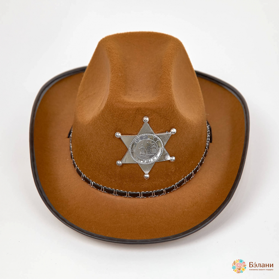 Шляпа "Шериф" L коричневая | 2