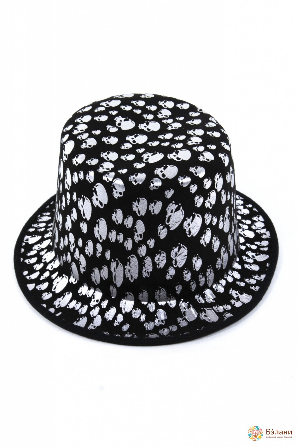 Циліндр "Halloween" із сріблястими черепками | 3