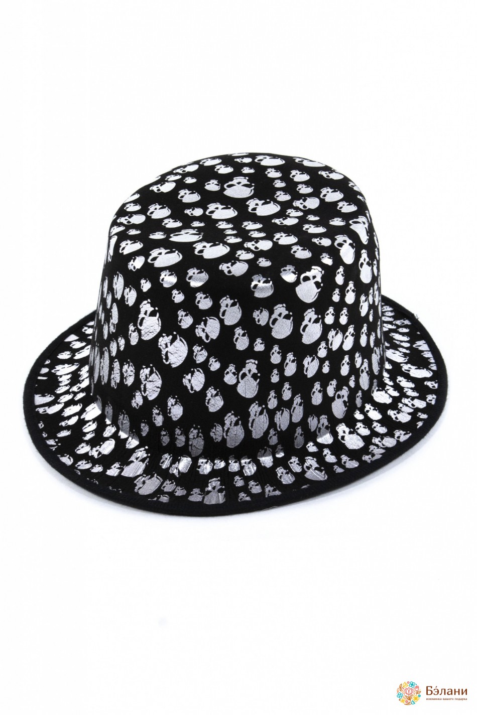 Циліндр "Halloween" із сріблястими черепками | 2