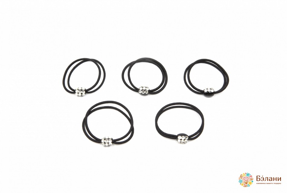 Гумка подвійна з пряжкою зі стразами чорна | 2