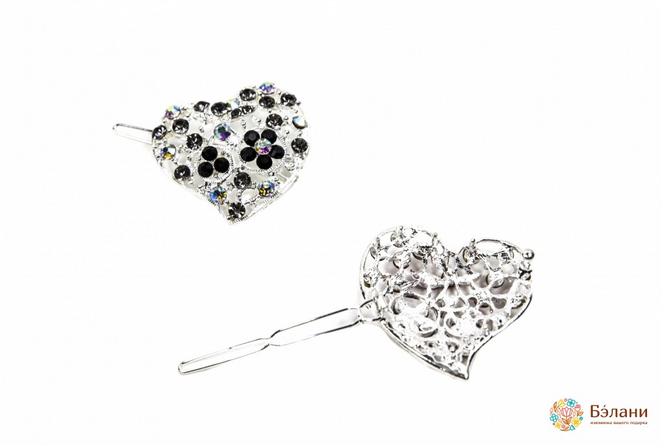 Шпилька на чубчик "Серце" срібло | 2