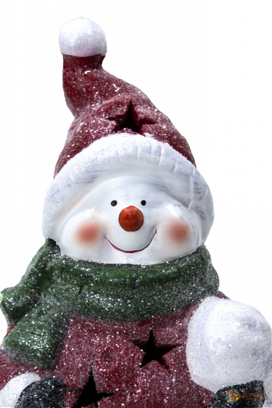 Новорічний декор "Цукровий Сніговик" з LED-підсвічуванням | 2