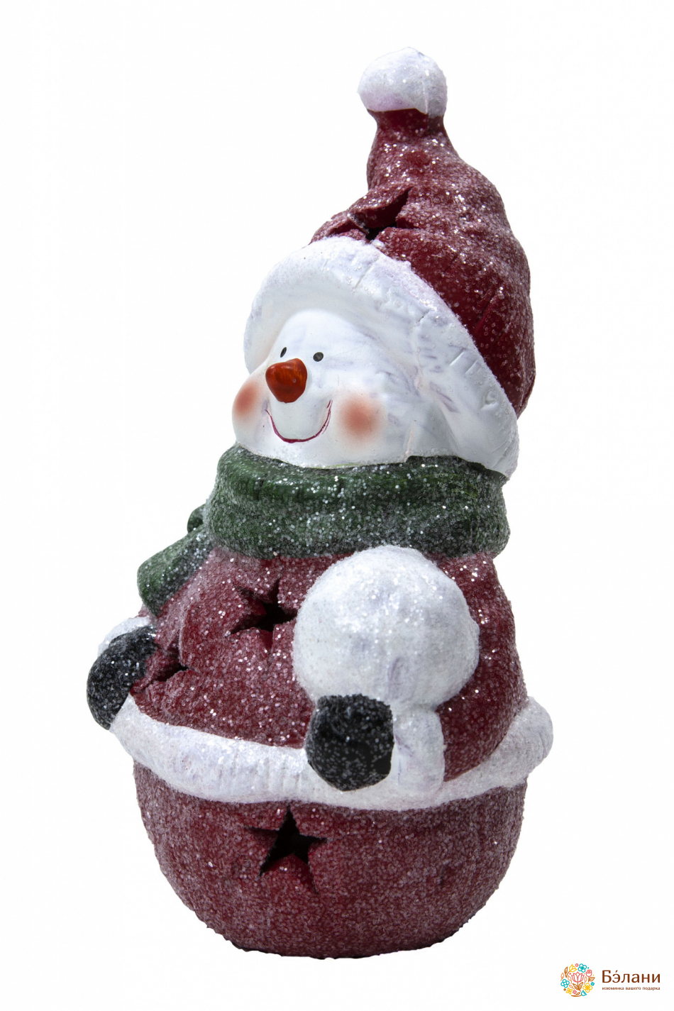Новорічний декор "Цукровий Сніговик" з LED-підсвічуванням | 3