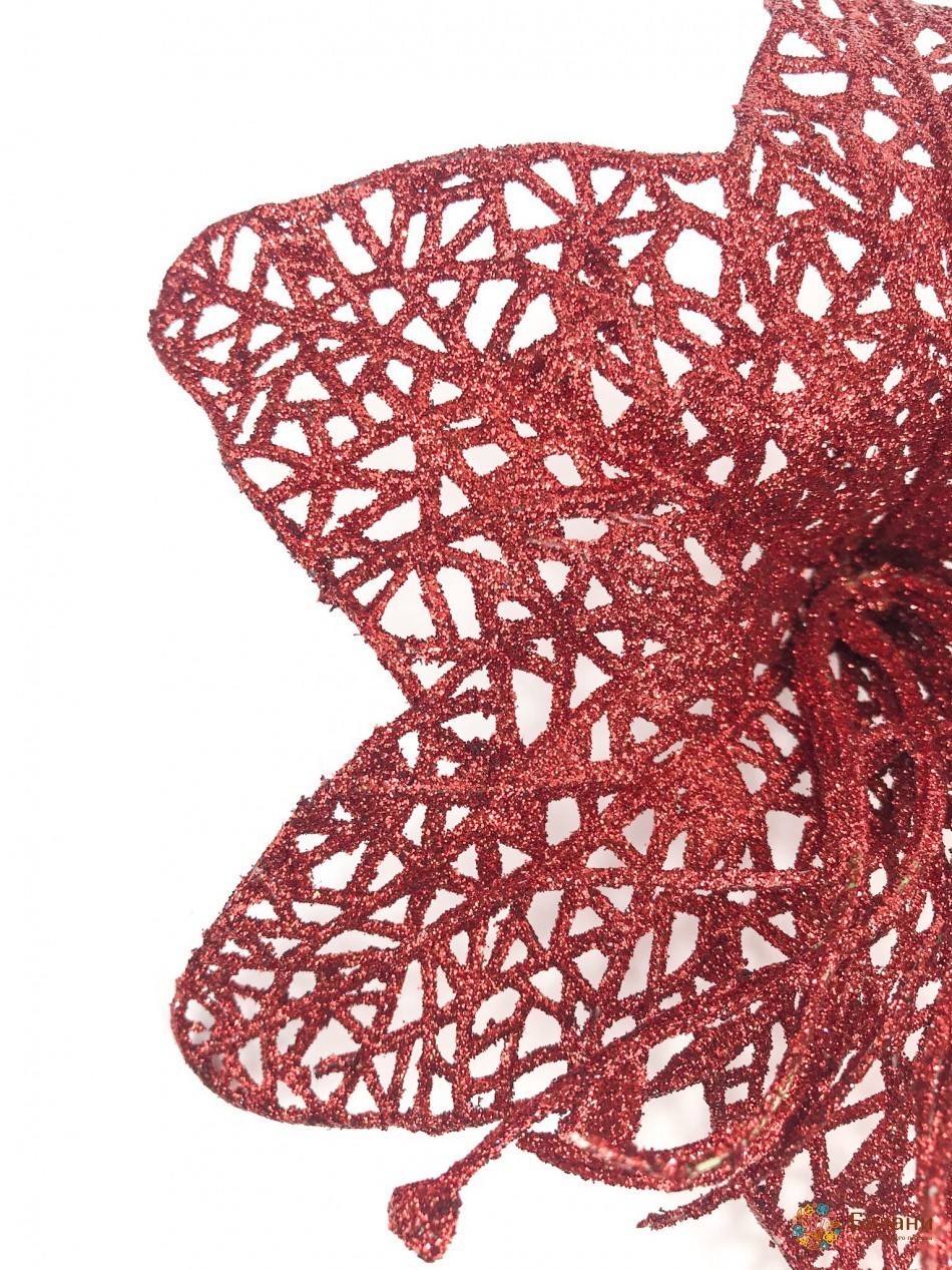Декор "Квітка ажурна" з гліттером червоний | 3