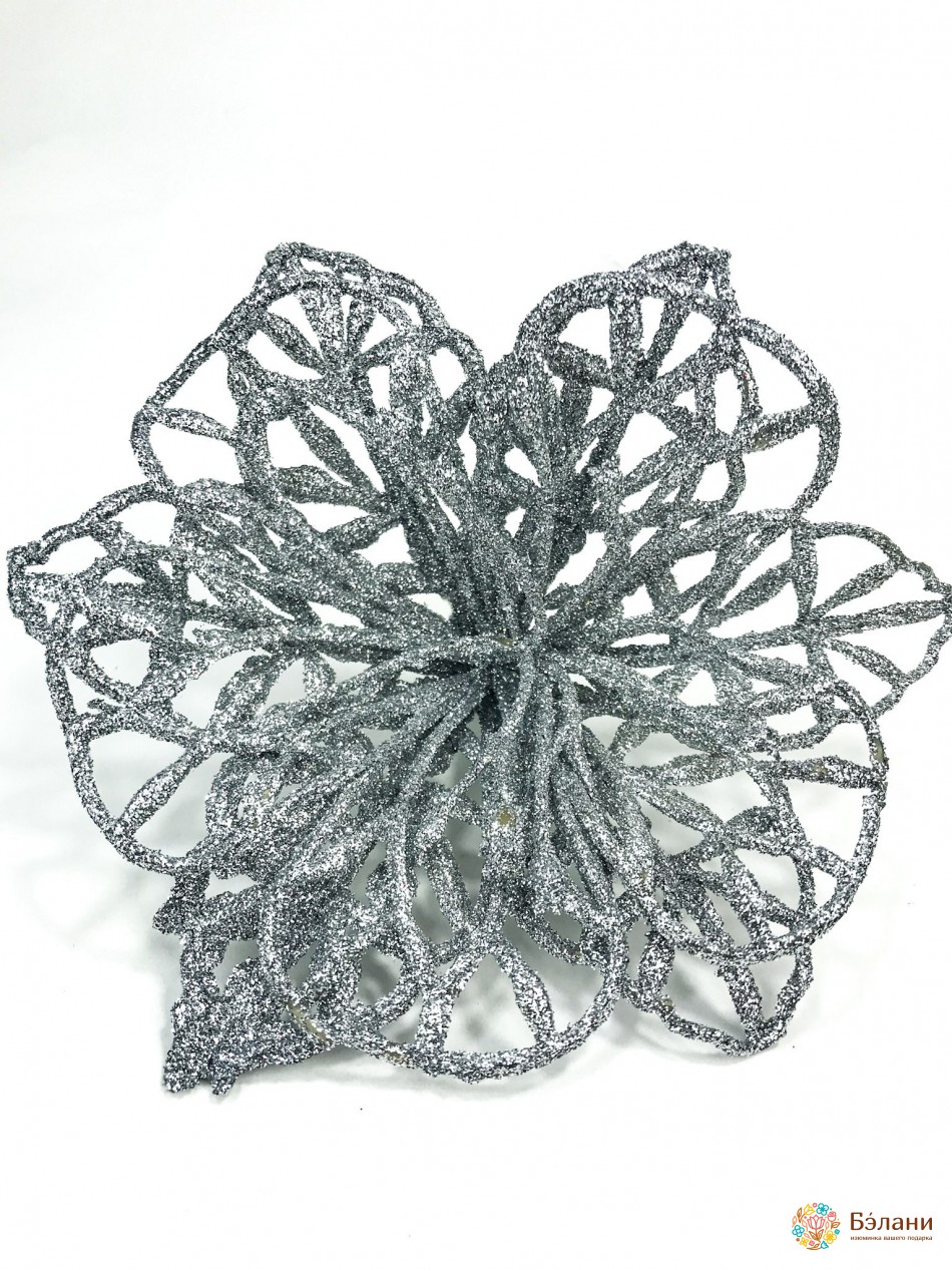 Декор "Квітка 4" з глітером срібло | 3