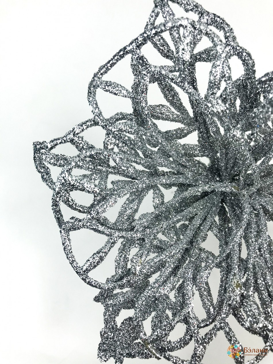 Декор "Квітка 4" з глітером срібло | 2