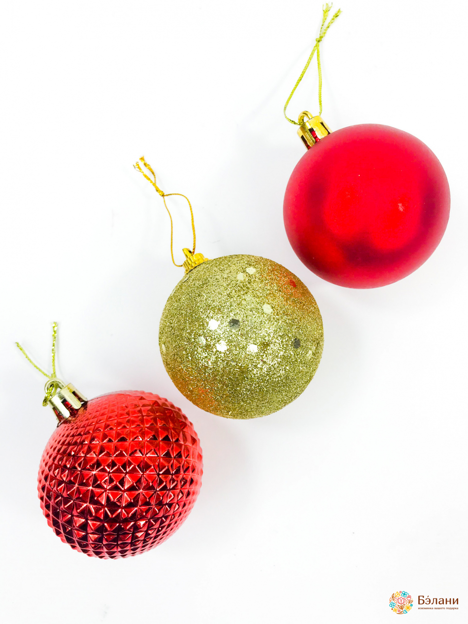 Ялинкова іграшка мікс золото з червоним | 2