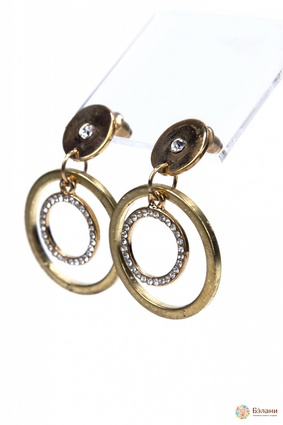 Сережки "Silver collection" з позолоченими кільцями | 2