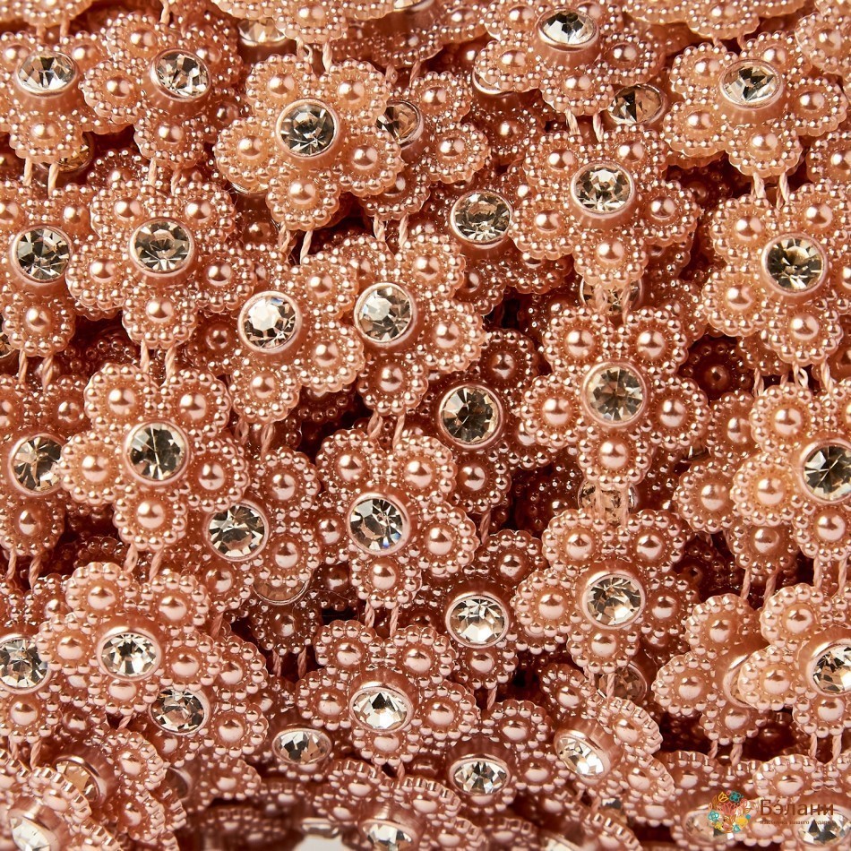 Декоративная лента "Цветок на нити" бронзовая | 2