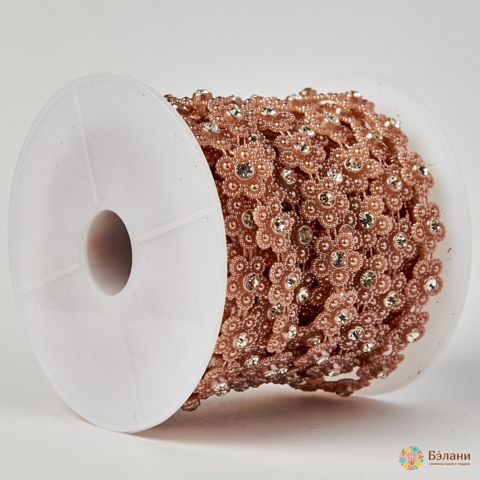 Декоративная лента "Цветок на нити" бронзовая | 3