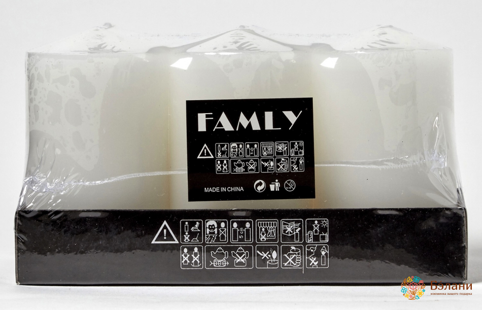 Свічка парафінова "Широкий Стовпчик" біла S 6шт. | 3