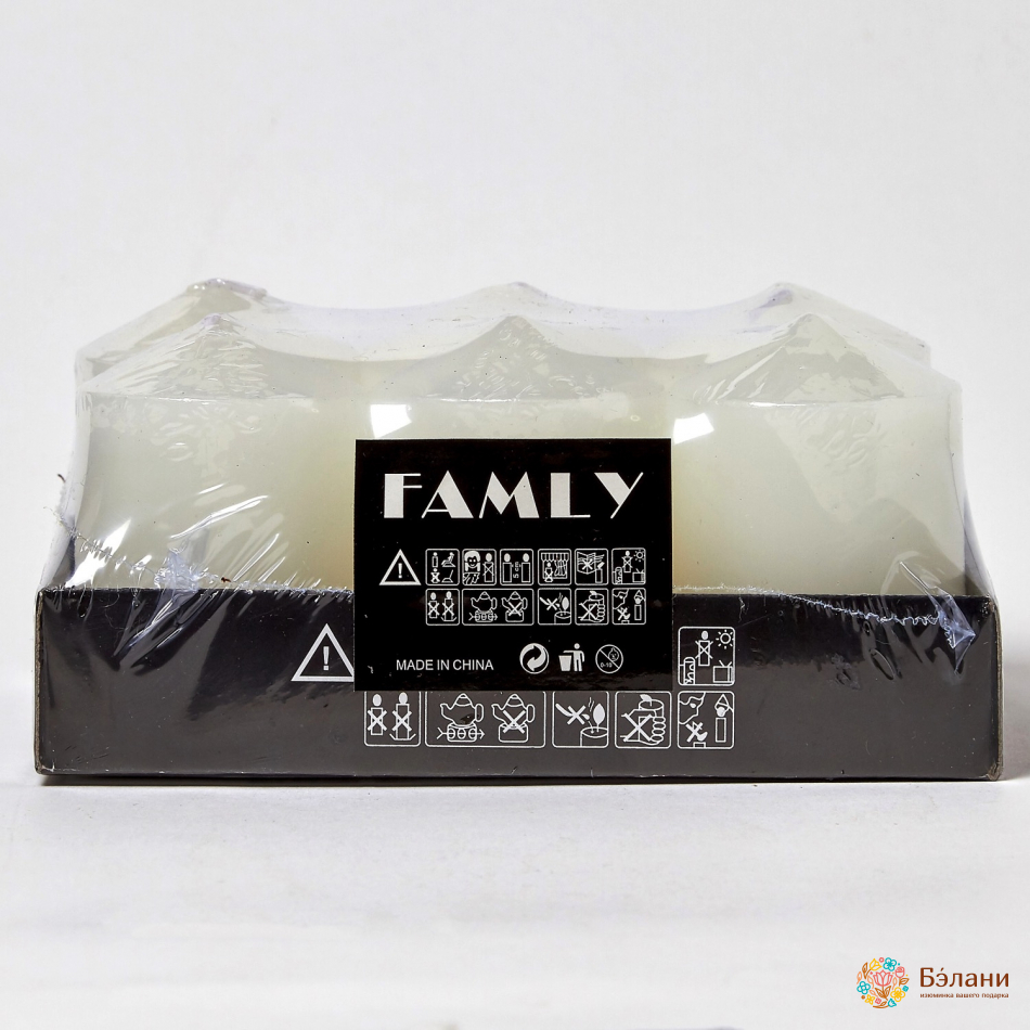 Свеча парафиновая "Широкий Столбик" белая XS 6шт. | 2