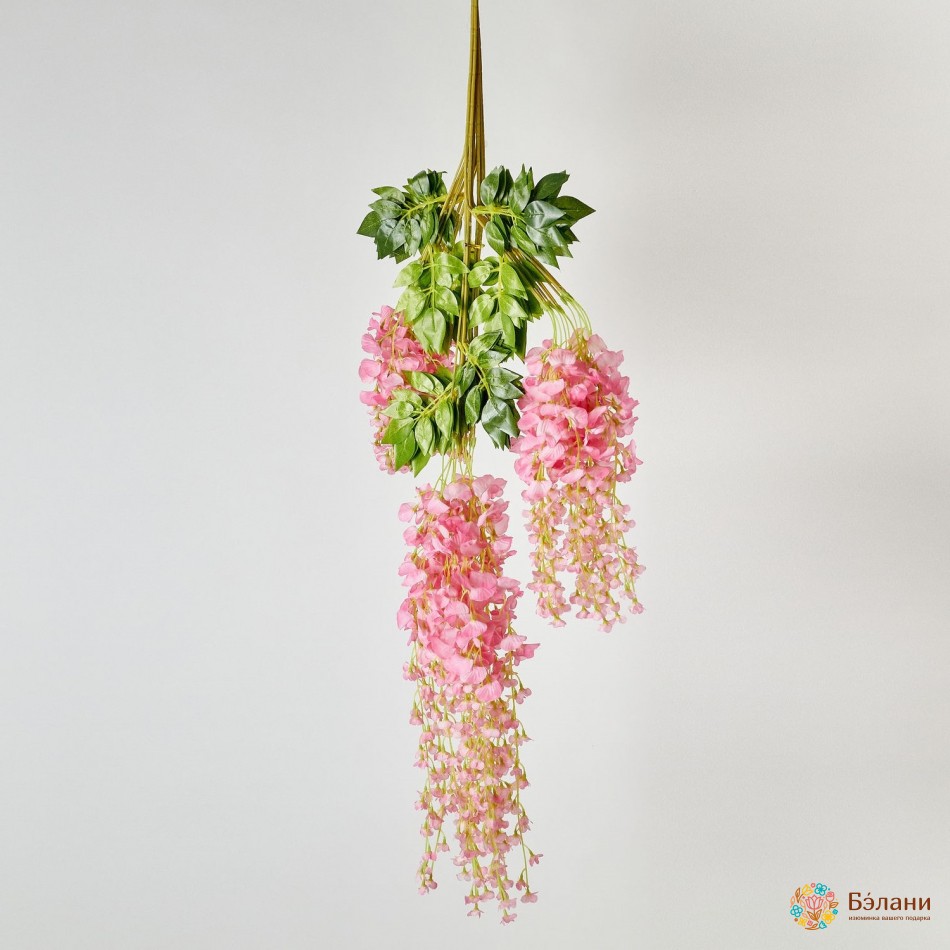 Ветка глицинии "Shine" розовая | 2